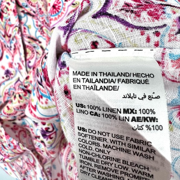 Chicos 100% Linen Sz 2 Large 12/14 Tropical Blouse Shirt Top Beach No Iron - Picture 9 of 12